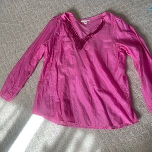 Banana Republic Pink Beaded Blouse Size XL